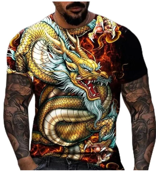 3D Dragon Print T-shirt